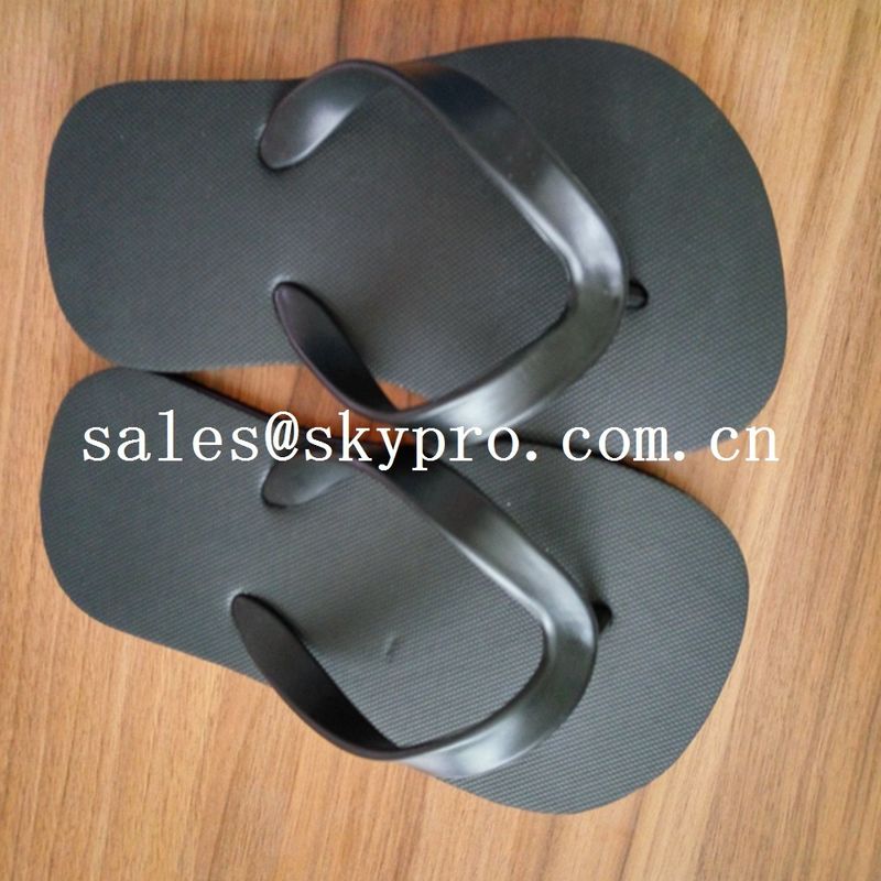 Comfortable Black Plain Flip Flops / Sandals Wear resistant Summer Beach Slippers