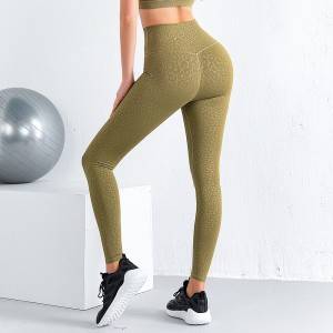Private Label Fitness Wear Women Leopard Running Tights No T Line Leggings