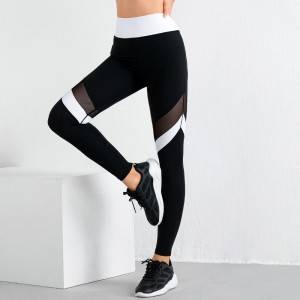 New Design Women Brushed Leggings High Waist Mesh Patchwork Running Yoga Pants