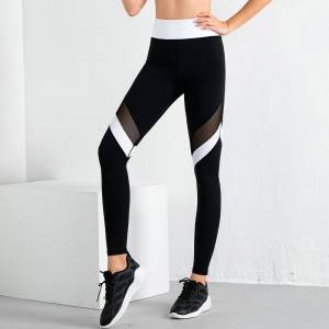 New Design Women Brushed Leggings High Waist Mesh Patchwork Running Yoga Pants