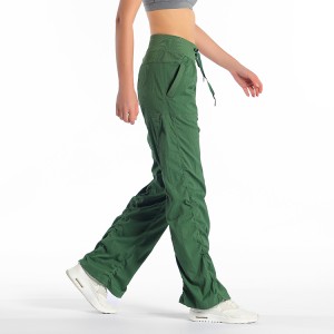 Women casual sports pants high waist gym fit drawstring wide leg loose yoga pants with pockets
