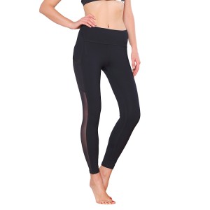 Quick dry fitness mesh yoga pants custom design womens sports wear running leggings with phone pocket