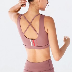 Women nylon spandex sports bra exercise running cross back yoga sport bra