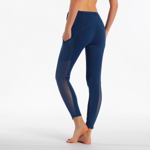 Quick dry fitness mesh yoga pants custom design womens sports wear running leggings with phone pocket