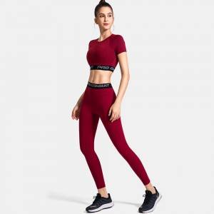 Wholesale custom women running workout activewear sets yoga crop top and leggings set