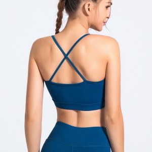 Women sex spaghetti straps yoga wear top cross back fitness sports bra