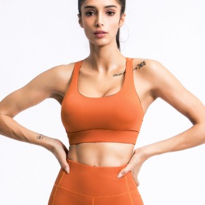 Women cross back sexi girl wear bra yoga top sexy strappy custom core active sports bra
