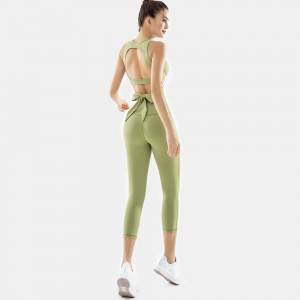 Wholesale custom women shockproof sport bra vest top yoga butt lift tights leggings gym set
