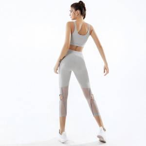 2020 custom wholesale new hot woman activewear sexy yoga sport bra and pant mesh leggings set