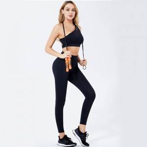 Women fitness activewear sport gym wear elastic workout yoga two-piece set