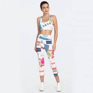 Women OEM printed activewear high quality sports bra fitness wear girls yoga set