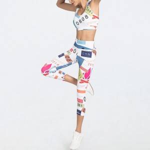 Women OEM printed activewear high quality sports bra fitness wear girls yoga set