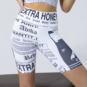 2020 new fashion newspaper printed custom yoga short pant with sports leggings for women