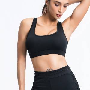 Ladies sexy custom logo hollow out back mesh fitness gym sports yoga bra