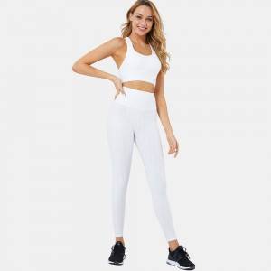 Women white sportswear suit yoga fitness wear sports bra and pants leggings set