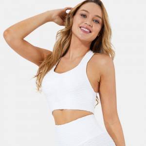 Fitness women ladies girls plain white yoga athletic top spandex sports bra
