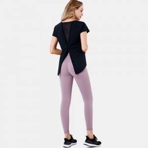 Women fitness gym tracksuit sports bra leggings short sleeve top 3 piece yoga set