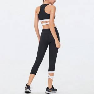 Womens high qualiti fitness apparel gym bandage clothes sexy yoga sport bra set