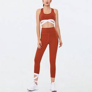 Womens high qualiti fitness apparel gym bandage clothes sexy yoga sport bra set