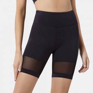 OEM custom high waist yoga pants leggings fitness gym mesh sports shorts for women