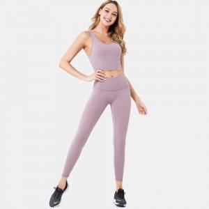 Custom women sportswear tank top with active fitness sport leggings gym yoga set