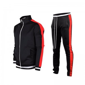 Sports wear custom men’s zip jackets jogger running sets fleece tracksuit