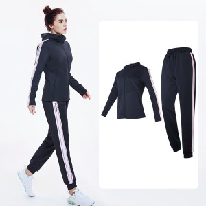 Women 2 Piece Sportswear Polyester Interlock Sweatsuit Full Zip Set Sport Tracksuit