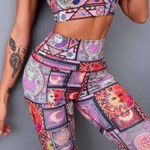 Wholesale Women High Waisted Workout Pants Yoga Fitness Custom Print Leggings