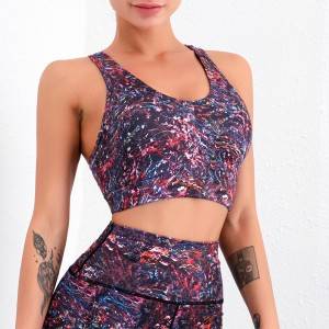 2021 New fashion polyester spandex print sports bra women workout clothing