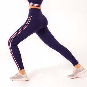 China custom fashion stripe training sport women fitness yoga high waist leggings