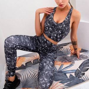 Women Print Clothing Sports Bra And High Waisted Workout Leggings Yoga Set