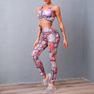 Custom Logo Women Active Wear Sports Bra Gym Leggings Fitness Yoga Set