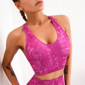 Fitness print yoga padded sports bra women workout bra tank top for ladies