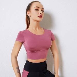 Women sexy cross strap back sports quick dry T-shirts yoga tank tops fitness