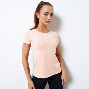 Women 2021 Activewear Breathable Fitness Gym Short Sleeve Sport Yoga T Shirt