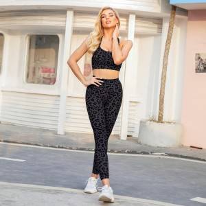 OEM Women yoga top bra sports wear set leopard Yoga gym womens leggings sets