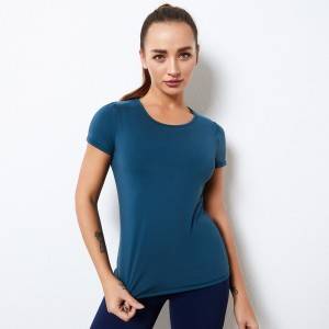 Women 2021 Activewear Breathable Fitness Gym Short Sleeve Sport Yoga T Shirt
