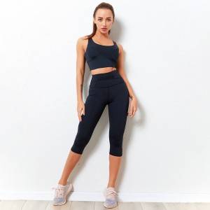 2021 Hot Sale high stretchy quick-dry fitness capri pants gym yoga wear suits