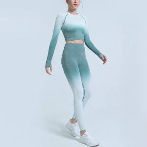 2020 Sexy high waist fitness leggings tight seamless sport women gym yoga sets long sleeve yoga suits