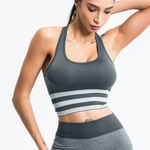 Custom Logo Workout Athletic Wear Women High Impact Sports Bra Gym Yoga Bra Striped Sports Bra
