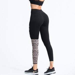 Womens wholesale high waist custom nylon spandex workout sports yoga leopard pants leggings