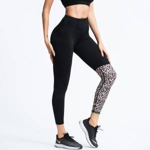 Womens wholesale high waist custom nylon spandex workout sports yoga leopard pants leggings