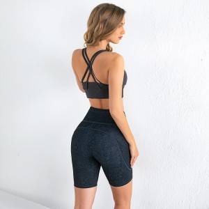 Women Cross Back Yoga Bra Gym Fitness Home Yoga Wear Hot Shorts Set