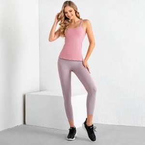 Wholesale Women Sports Gym Wear Tights And Tank Top 2 Pieces Fitness Women Yoga Set