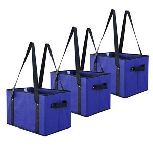 Deluxe Collapsible Reusable Shopping Box Grocery Bag Set Storage Boxes Bins Cubes with Reinforced Bottom