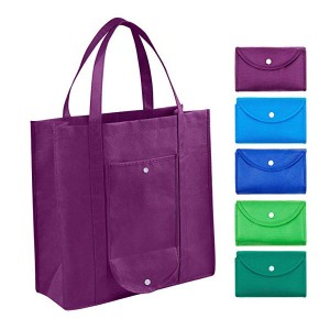 Reusable Non-woven Grocery Bags Foldable Into Pouch for Shopping