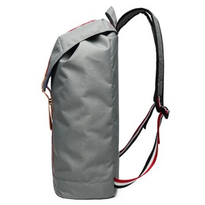 Lightweight Sport Backpack Stylish Gray Oxford Backpack With Drawstring Top Closure