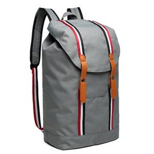 Lightweight Sport Backpack Stylish Gray Oxford Backpack With Drawstring Top Closure