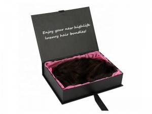 Ribbon lock closure style gift box for hair dress lined with silk cloth