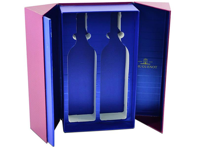 Luxury Quality Paper Packaging box for Red wine lined with Blue EVA insert